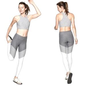Outdoor Voices leggings - gray colorblock high waist 7/8 length
